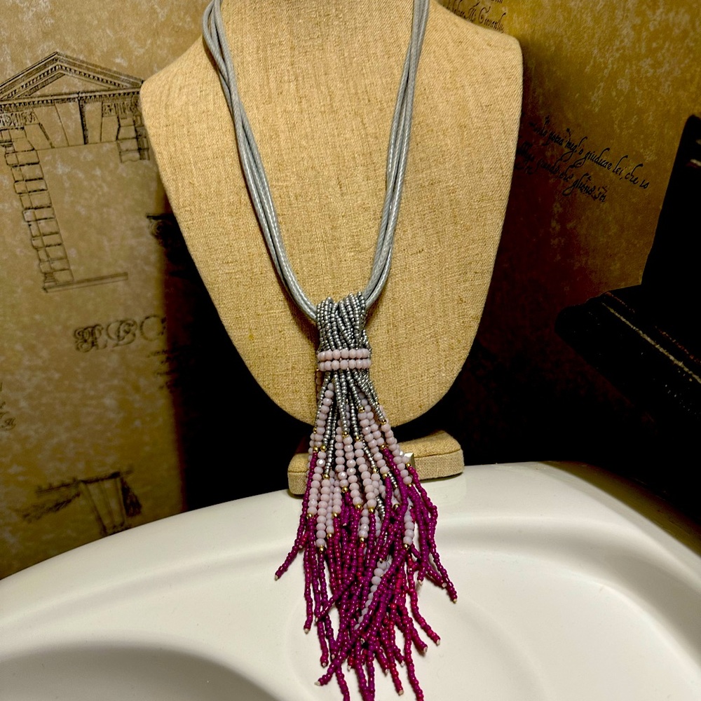 Pink purple and gray necklace